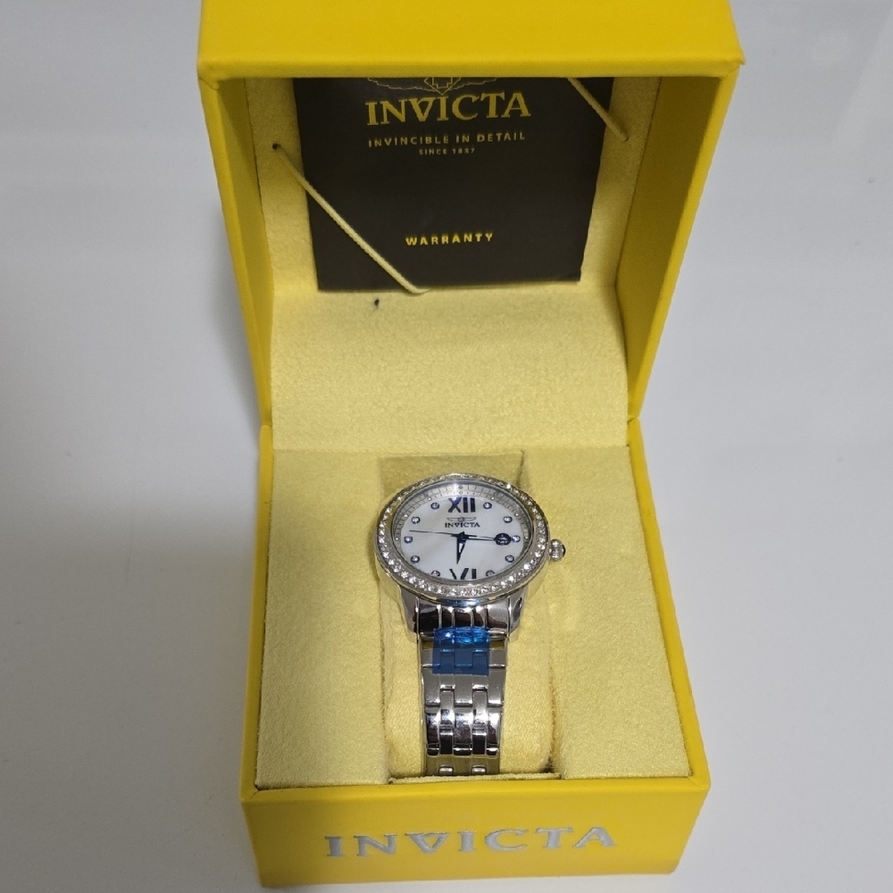 Invicta Silver Watch with White Dial Angel Model 23661
